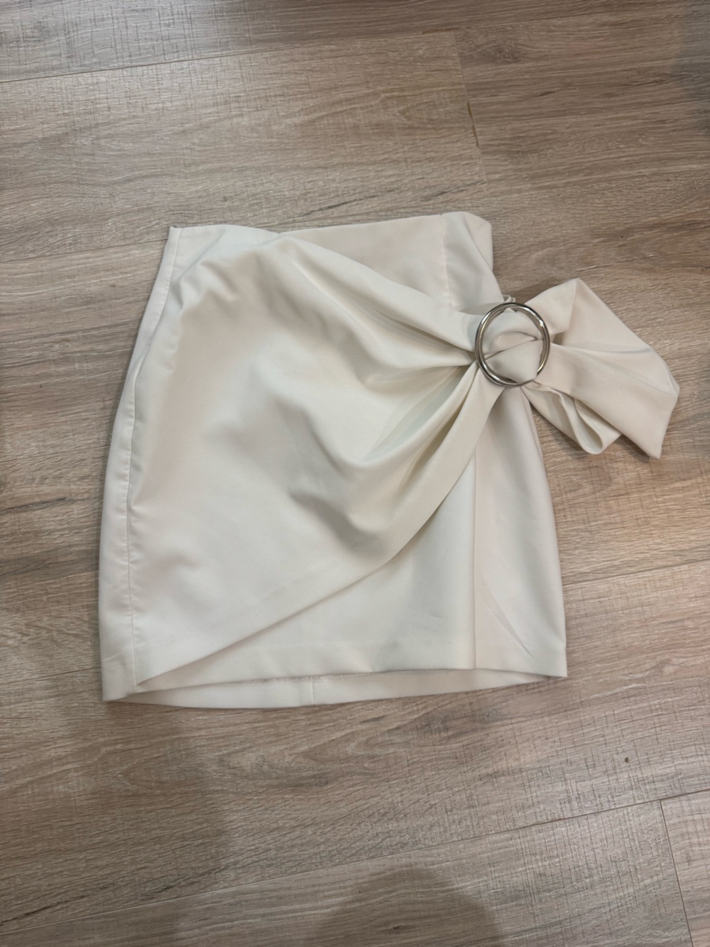 Forever 21 Cream Mini Skirt with Silver Ring Accent